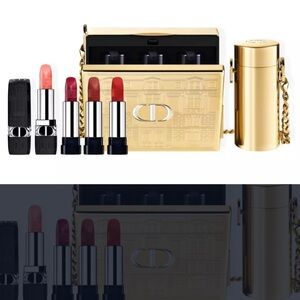 Dior Black Rouge Minaudiere Set clutch lipstick bag NWT